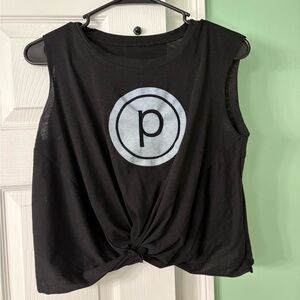 Black Sleeveless Top with Logo